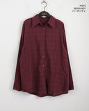 [MADE] Podil Linen Roll Oversized Fit Checkered Long Sleeve Shirt