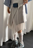 SLANT LAYERED MIDI SKIRT