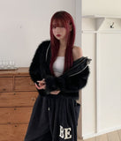 Facey Hood Layered Fur Jacket