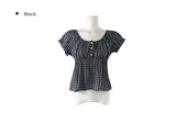Epu Check Short Sleeve Seersucker Blouse