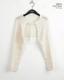 Hortter Punching Strap Knit Bolero Cardigan