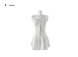 Az Punching Lace Ribbon Sleeveless Bustier Mini One Piece