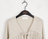 Dati Strap Shirring Ribbed Long Sleeve Cardigan