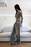 Washing wide cutting denim