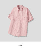 Fruity Pocket Stripe Roll-up Short Sleeve Shirt