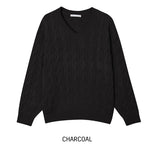 [U-BASIC] Hina V-neck Cable Knit