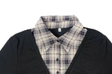 Padin Fake Layered Check Shirt Slim Ribbon T-shirt