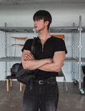 [LANARCH] Half Zip-Up Short Sleeve T-Shirt