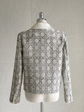 Demur Color Matching Collar Pattern Tweed Short Jacket