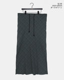 Daming Check Chiffon String Layered Long Skirt