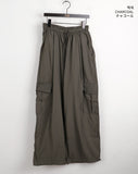 Horsher rustling nylon pintuck two-way cargo long wide jogger pants