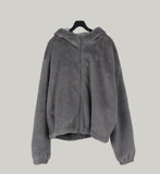 Hoodie silky fur jacket