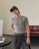 Washed Rib Muscle Fit Short Sleeve Knit