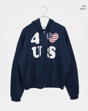 Pekit Stars and Stripes Heart Print Two-Way Zipper Long Sleeve Hooded Zip-Up