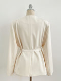 Illy V-neck No Collar Jacket (Belt set)