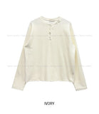 Dense Velour Henley Neck Long Sleeve T-Shirt