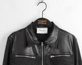[MADE] Disher Zipper Leather Color Matching Two-Way Knit Zip-Up Jumper
