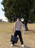 Thick hachi half-open knit zip-up