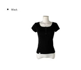 [MADE/more BASIC] Cover Round Button Slim Short Sleeve T-shirt