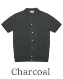 Linen collar short sleeve cardigan