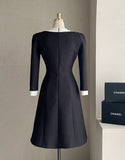 Erisa Square Neck Color Scheme Tweed One Piece