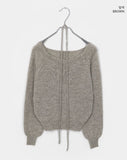[strap set] Oro string knit round neck wool knit