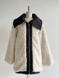 Meto High Neck Reversible Shearing Fur Bomber Jacket
