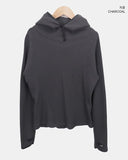 Bre High Neck Waffle Warmer Hooded Long Sleeve T-Shirt