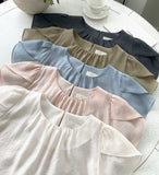 Muse Round Neck Shirred Tulip Blouse