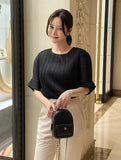 Pecho Pleated Short Sleeve T-shirt Blouse