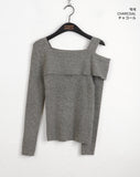 Risher Unbalance One Shoulder Off Square Knit
