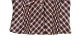 Ession Ribbon Puff V-Neck Check Shirt