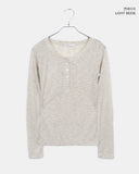 Laju RIb Button Round Neck Long Sleeve T-Shirt