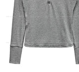 Premier Button V-Neck Long Sleeve