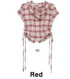 melody check shirring hood shirt