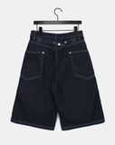 Doppin Incision Adjust Washing Denim Bermuda Pants