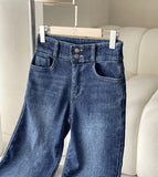 Mikel Span Brushed Two Button Bootcut Denim Pants