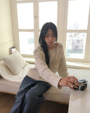 [MADE] Tens Crochet Net Overfit Boat Neck Knit