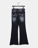 Pumme Lettering Cubic Bootcut Washed Denim Long Pants