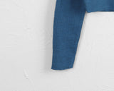 Cordill ribbed color matching shoulder slit cropped long sleeve knit