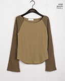 Tee War Ribbed Color Matching Raglan Long Sleeve T-Shirt
