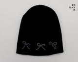 Monet Beads Ribbon Ballet Core Ribbed Beanie Hat