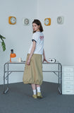 BUTTON CROP Ringer Tee