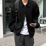 Minimal achromatic two-way cardigan