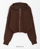 Sitanne Hood Cropped Knit Zip-Up Cardigan