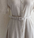 Canela Stripe Collar Shirt One Piece (Belt Set)