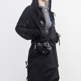 Beuneo see-through string hooded zip-up