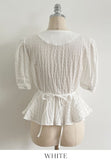 Betty V-neck Embossed Wrinkle Peplum Blouse