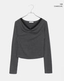 Hoobi Drape Shirring Lace Slim Fit Color Matching Long Sleeve T-shirt