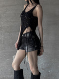 Studded Black Short Denim